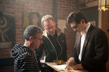 James Franco, Rob Epstein, and Jeffrey Friedman on the set of Howl